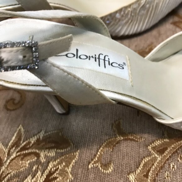 Dye-Able Ivory Satin Bling Beaded Slingback D'Orsay, Formal Pump Dress Wedding - Picture 9 of 16